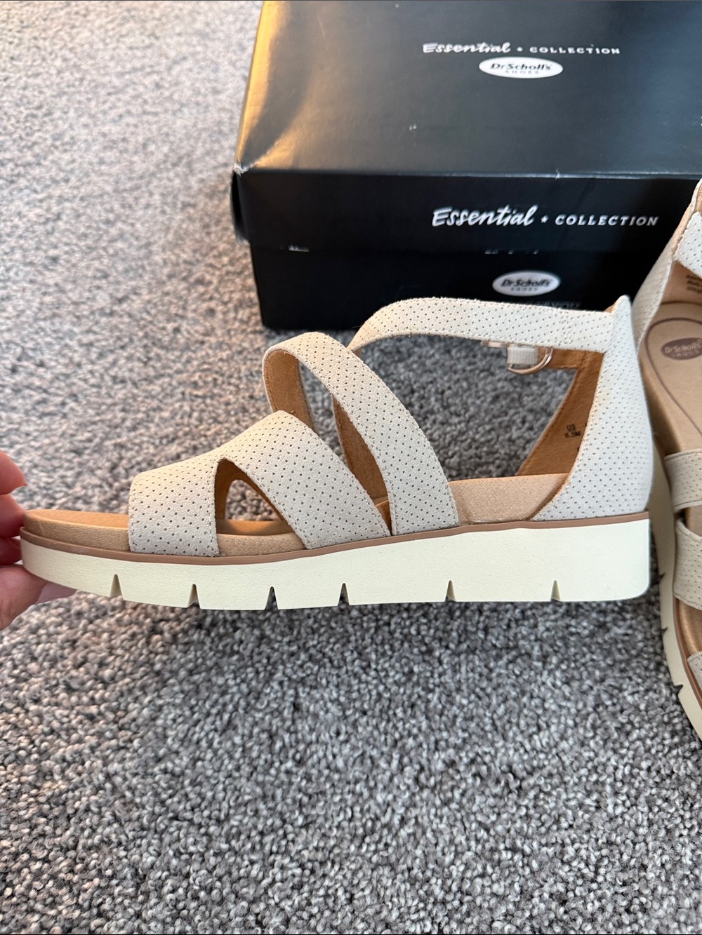 Dr. Scholl's Women's Tan Perforated Strappy Wedge Sandals - Picture 2 of 5